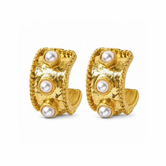 Vintage Gilded Gem Hoops