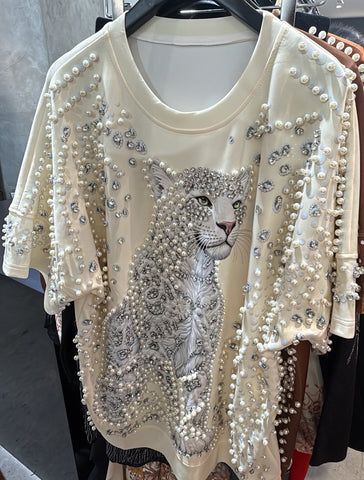 Pearls of the Wild Embellished Top