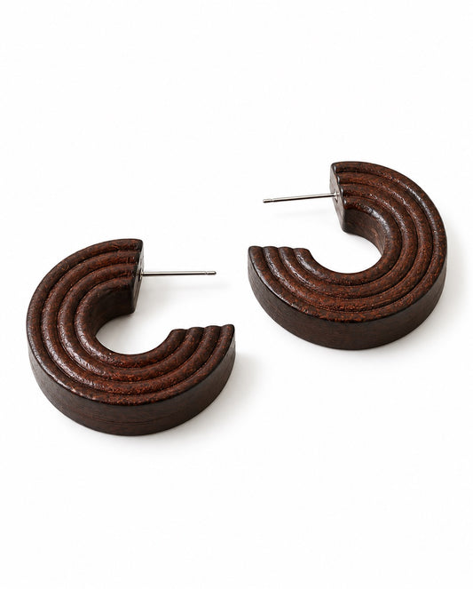 Chocolate Groove Hoop Earrings