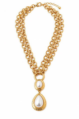 Gilded Pearl Drop Necklace