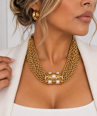 Vintage Pearl Collar Necklace