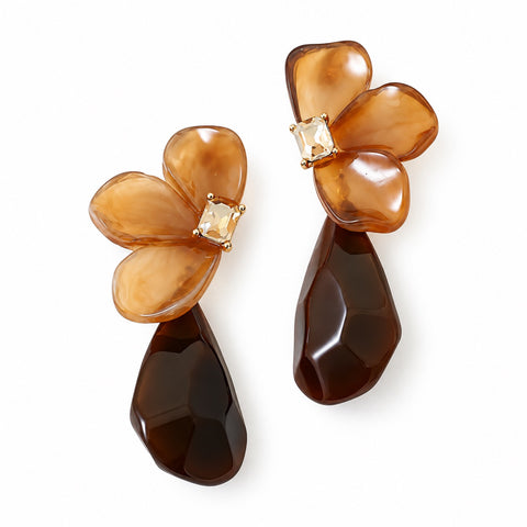 Mocha Bloom Drop Earrings