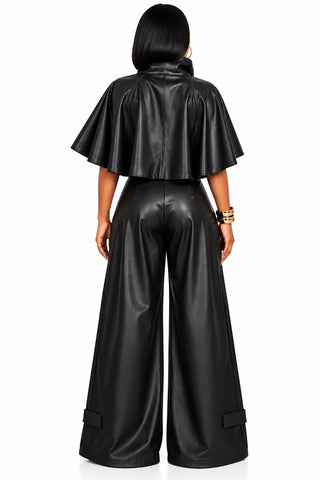 A La Faux Leather Cape