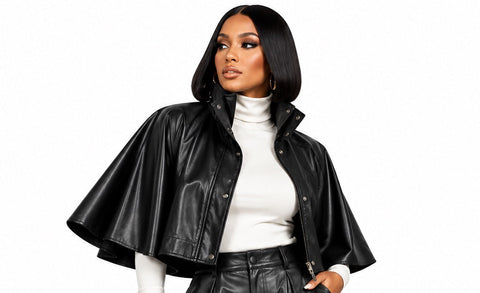 A La Faux Leather Cape