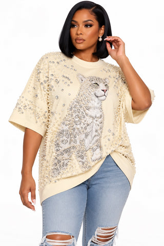 Pearls of the Wild Embellished Top