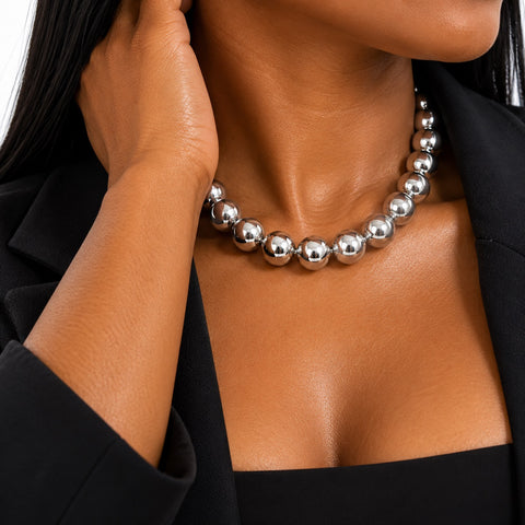 Silver Pearls Statement Necklace