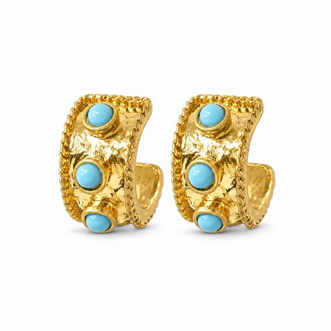 Vintage Gilded Gem Hoops