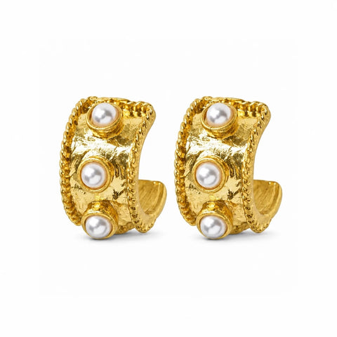 Vintage Gilded Gem Hoops
