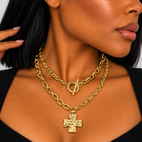 Covered in Gold Cross Necklace