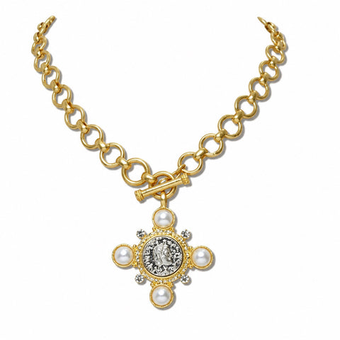 Coined in Pearls Necklace