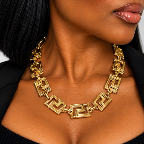 Golden Maze Statement Necklace