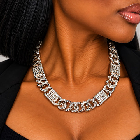 Silver Key Statement Necklace