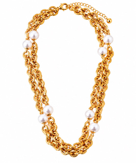 Twisted Chain and Pearl Necklace