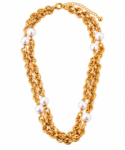 Twisted Chain and Pearl Necklace