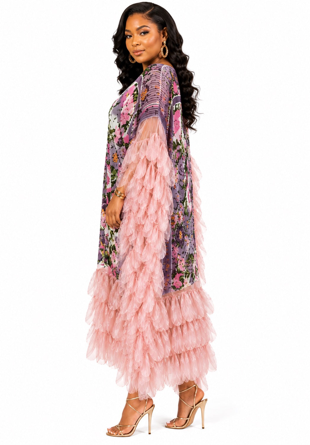 Floral Petal Kaftan Maxi Dress