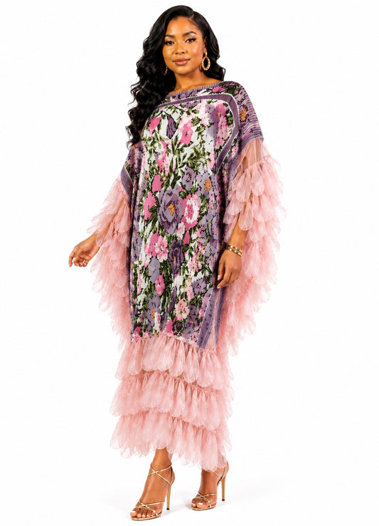 Floral Petal Kaftan Maxi Dress