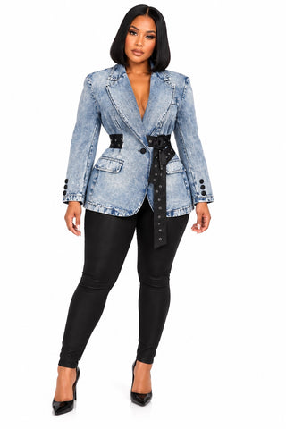 Cinched in Denim Blazer (PRE-ORDER) SHIPS AFTER 10/6