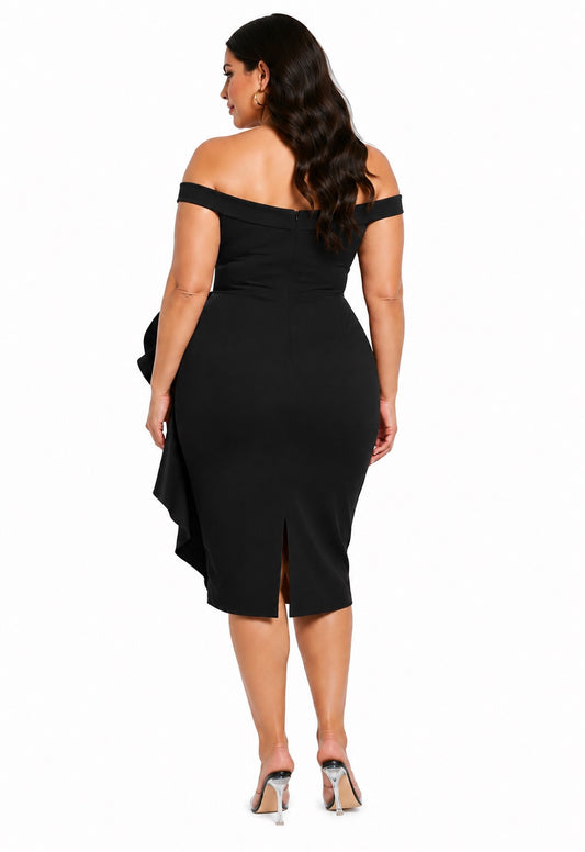 Rose Under Pressure Black Dress | Curvy Feen